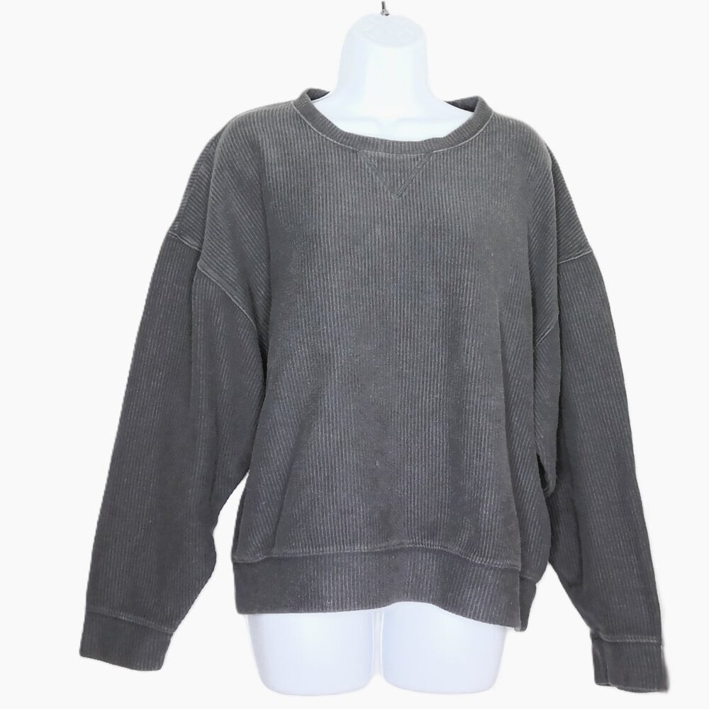 PINK Victoria's Secret Gray Top Pullover Oversized Textured Distressed Cotton M